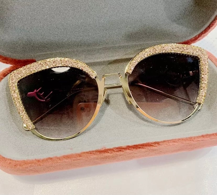 Crushed Crystal Cat Eye Designer Sunglasses