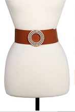 Load image into Gallery viewer, Crystal Triple Circle Buckle Stretch Belt Plus Size
