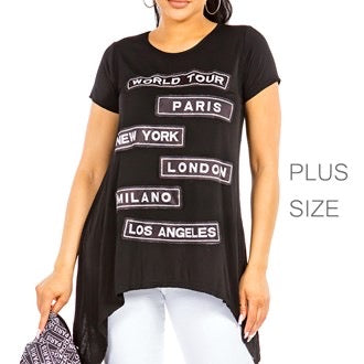International Plus Size Crystal Embellished T-Shirt