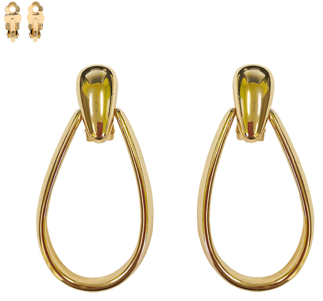 Gold Door Knocker Clip-On Earrings