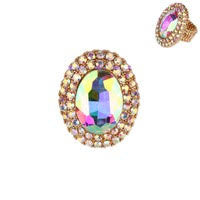 Load image into Gallery viewer, Oval Gem with Double Stone Line Stretch Ring
